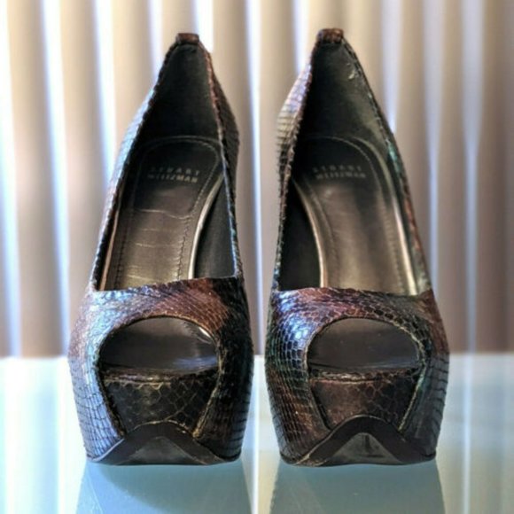Stuart Weitzman  Python Platform Peep Toe Size 10.5 ~~ Gorgeous! - Picture 2 of 5